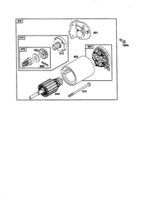 Starter Motor Diagram and Parts List for 350455-1162-E1  Briggs and Stratton Engine